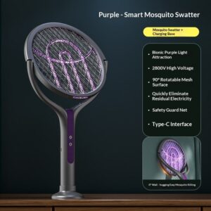 বৈদ্যুতিক ২-ইন-১ USB Rechargeable UV Mosquito Killer Lamp — ঘোরানো ও সম্প্রসারণযোগ্য মশা মারার যন্ত্র